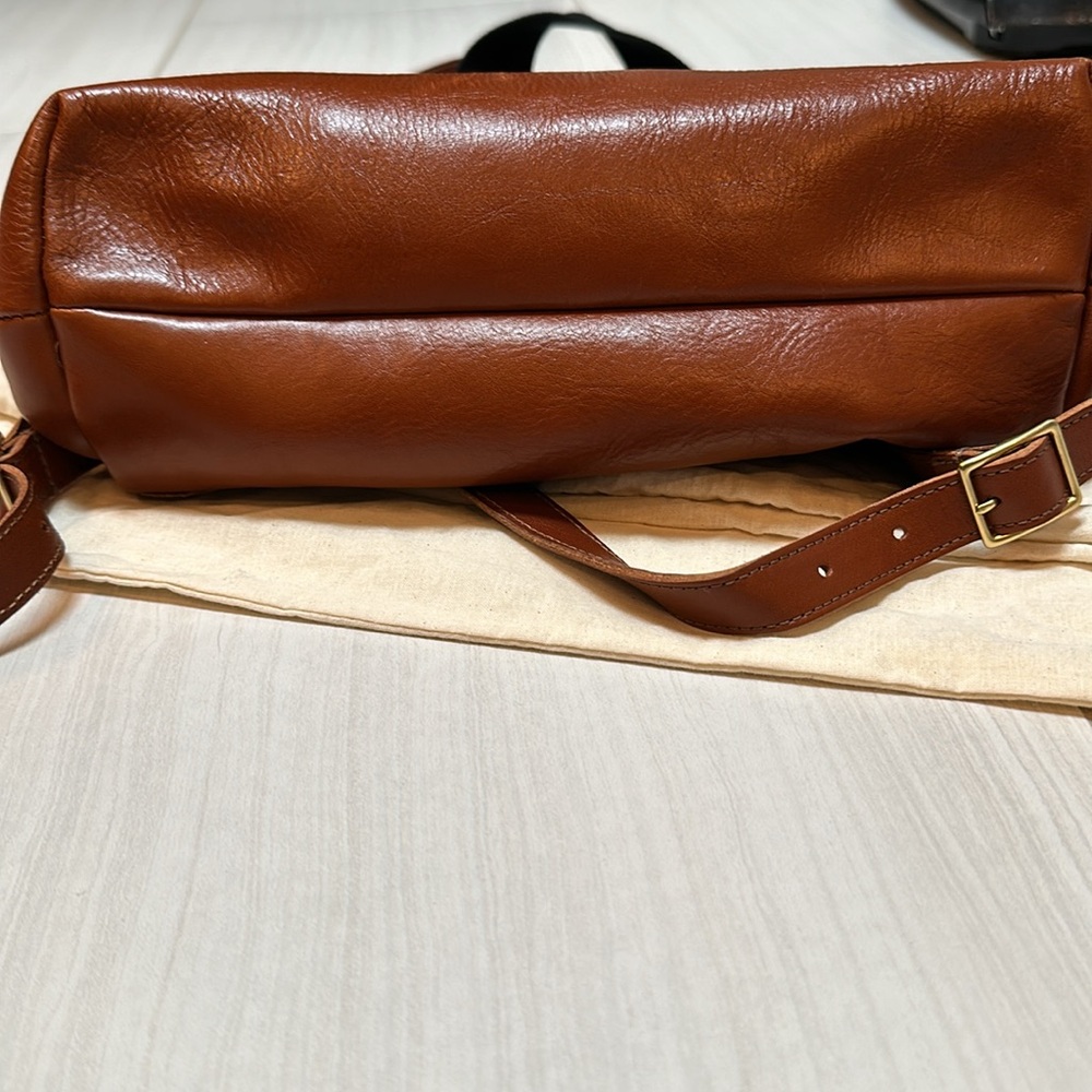 Clare V Cognac Brown Leather Backpack with Red Zip Detail - Picture 4 of 9
